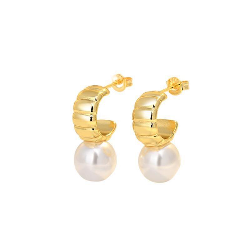 Горячий Новый Продукт C-образные Серьги-Пуссеты Холодный Стиль Высококлассный Темперамент Жемчужные Серьги для Женщин