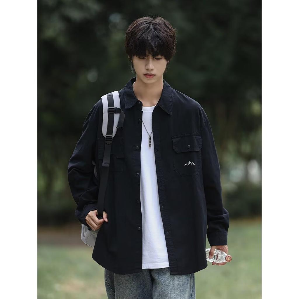 Spring New Hong Kong Style Trendy Retro Casual Long-Sleeved Shirt Men's Loose All-Matching Fashion Brand Japanese Style Shirt Men's and Women's