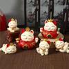 Waving Arm Mini Lucky Cat Figure Shake Head Maneki Neko Ornament  Christmas