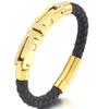 Men's Braided Genuine Leather Wrap Bracelet CZ & Stainless Steel Charm Bracelet for Men Women Gold Color Jewelry Cool