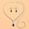Набор из 3 предметов Красный Водный Доп Камень Ожерелье Серьги Браслет Полный Кристальный Камень Ожерелье Синий Зеленый Красный Цвет Подвеска Женский Циркон