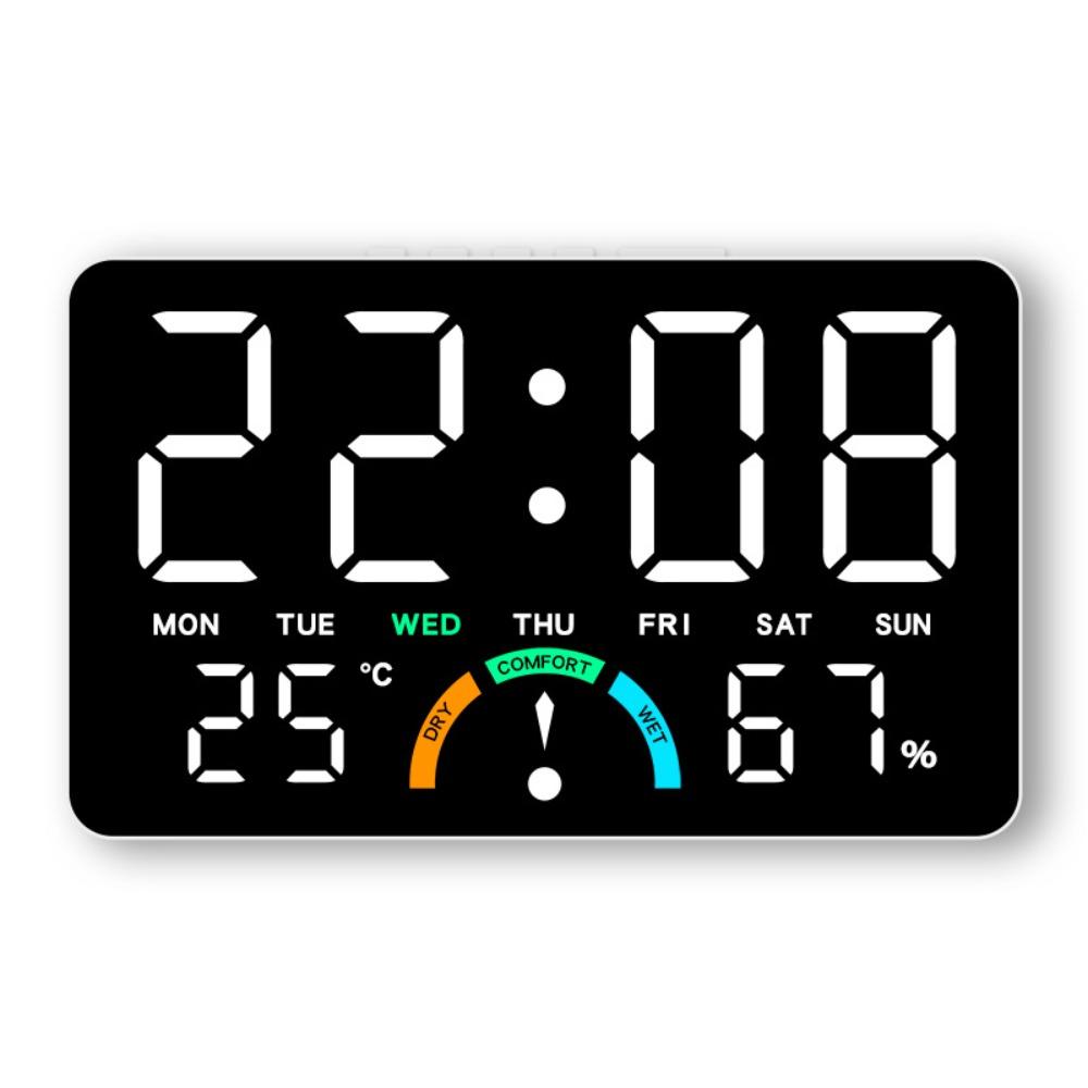 Wall-mounted Electronic Wall Clock Temperature Multi-functional Digital LED Clocks Home DST Display Table Clock for Bedroom