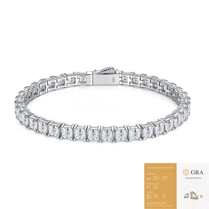 Elegant Geometric Moissanite Bracelet In Sterling Hypoallergenic Tarnish-Resistant Modern Korean Style Women