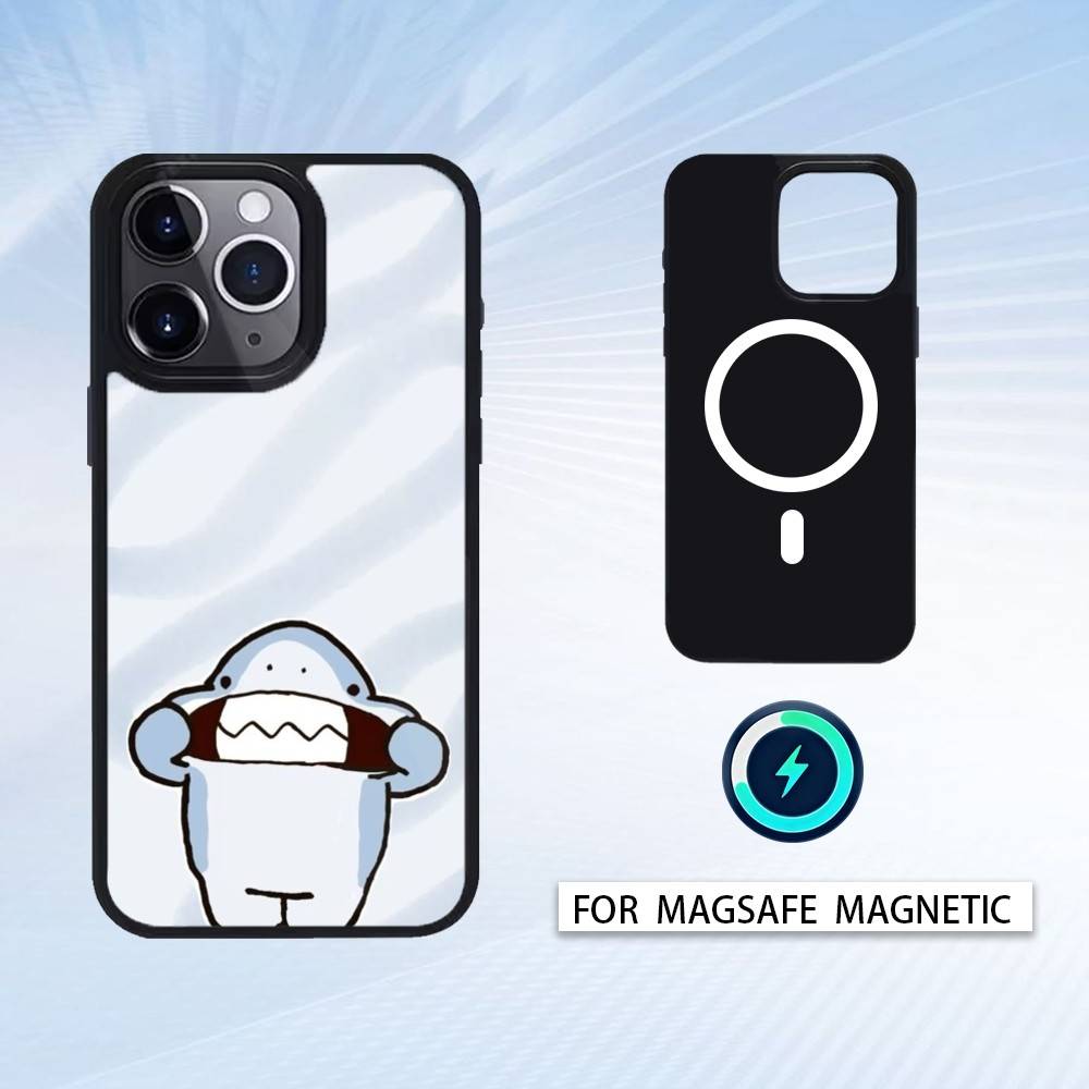 Cartoon Cute Shark Phone Case For iPhone 17,16,15,14,13,12,Pro,Max For Magsafe Magnetic Wireless Charging