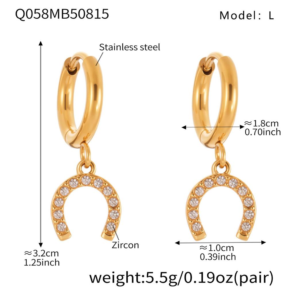 Умайджиа Серьги-каффы с бриллиантовой пряжкой в виде подковы: Трендовые серьги из нержавеющей стали