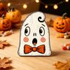 Cute Ghost Pumpkin Decorations Wooden Halloween Ornaments, Retro Desktop for Home Table Tiered Solid Wood Craft Ornament Tray Decor, Rustic