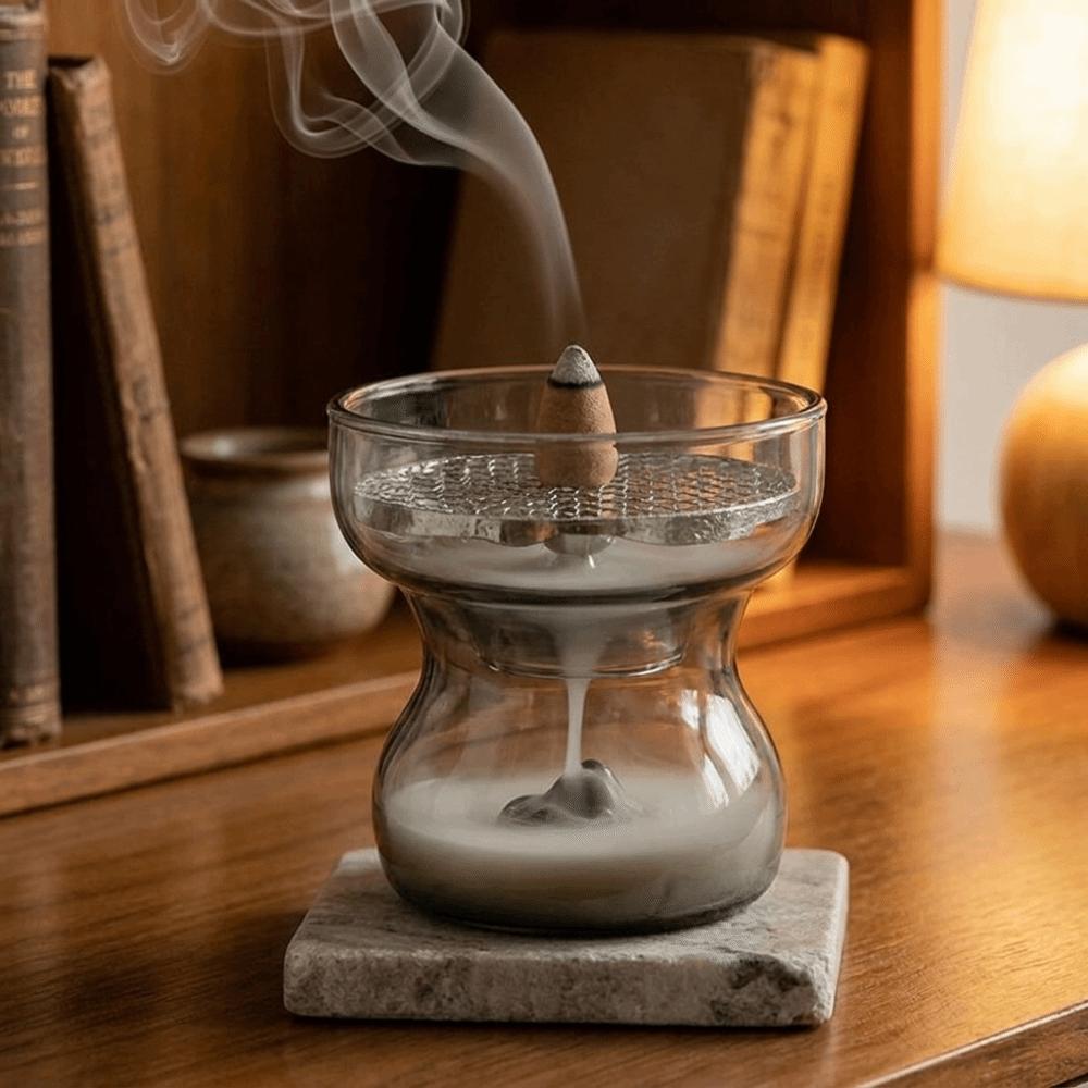 Glass Backflow Incense Burner Anti Dust Aromatherapy Burner Fragrance Censer Home Decoration