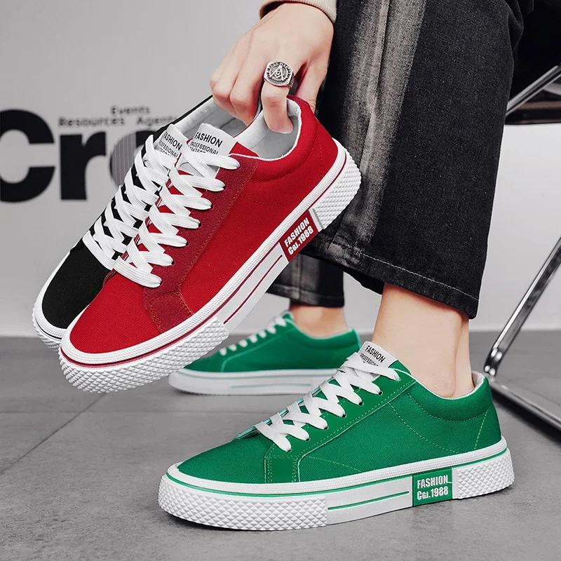 Hot Sale Fashion Red Canvas Shoes Men Classic Low-top Men's Canvas Sneakers Harajuku Hip Hop Skateboard Shoes Men Casual Sneaker