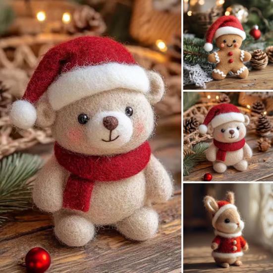 Christmas Felt Ornaments Handmade Wool Felt Rabbit Gingerbread Man Crafts for