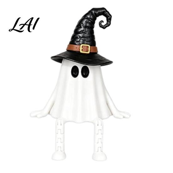 Artistic Ghost Sculptures Halloween Pumpkin Figurine 3D Printed Statue with Desk Ornaments Poseable Joint Spooky Articulated Decor Ornament