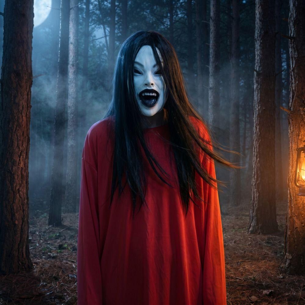 Latex Mask Halloween Decoration Long Hair Party Cosplay Costume Creepier Headgear Ghost House