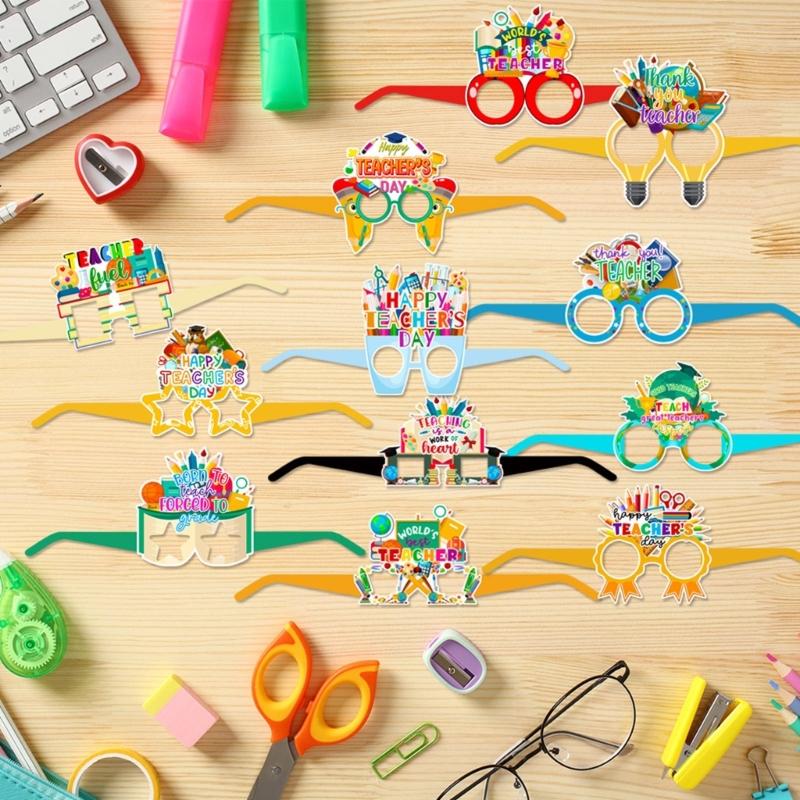Набор из 12 бумажных очков для выражения признательности учителю, забавные очки для учителя для веселья и фестиваля, украшения для фотобудки