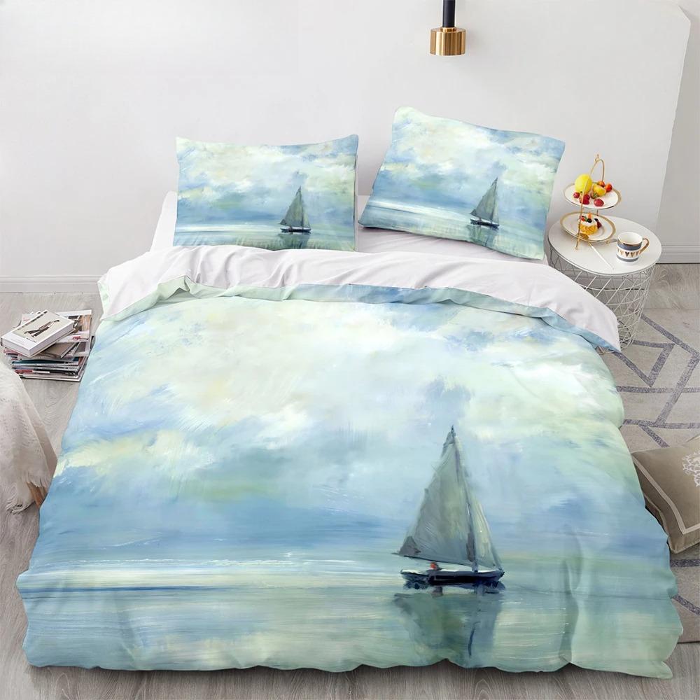 Винтажный пододеяльник с изображением парусника, короля и королевы, комплект постельного белья с изображением океана для подростков и взрослых, с изображением корабля и огня, черный, 2/3 шт., полиэстер, пододеяльник