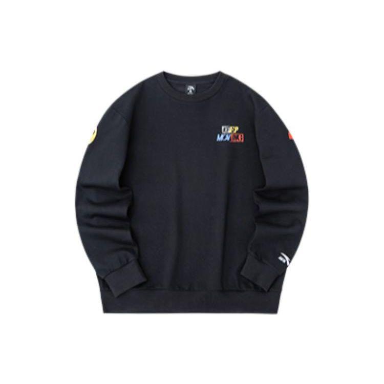 Anta Свитшот Life Series с буквенным принтом, топы унисекс, черный 152238708-2