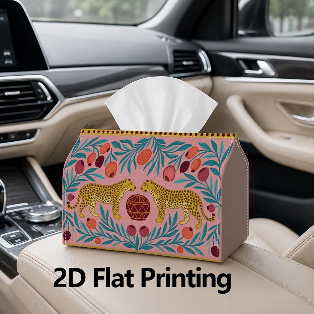 1pc, 2D Flat Printing, Tissue Box with Leopard And Fruit Decoration Pattern Printed Tissue Box, Suitable for Bathrooms, Living Rooms, Bedrooms, Dressi