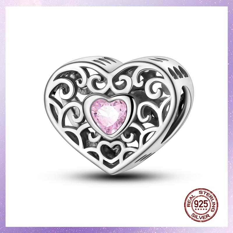 Фиолетовые Шармы Медный Fit Оригинальный Подвесной Браслет Бабочка Стекло Сердце Перо Клип Шарм Подвеска Светящаяся Бусина DIY Ювелирные Изделия