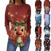 Tee Shirts For Women Fall Casual Long Sleeve Shirts Sweatshirt Retro Printing Christmas Party Top Pullover