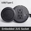 Настольная розетка Многофункциональная 2US розетка с USB Type-C утопленная настольная круглая розетка