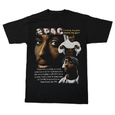 2PAC Тупак 2PACT Футболка Хип-хоп Уличный Европейский и Американский Портрет Старый Принт Ретро Рэп ВИНТАЖНАЯ Футболка4