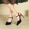 8-1 заостренный тонкий каблук черные туфли на высоком каблуке женские летние новые туфли-лодочки с вырезом на мыске водонепроницаемая платформа высокий каблук одинарные туфли