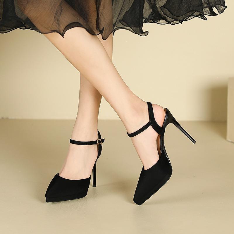 8-1 заостренный тонкий каблук черные туфли на высоком каблуке женские летние новые туфли-лодочки с вырезом на мыске водонепроницаемая платформа высокий каблук одинарные туфли
