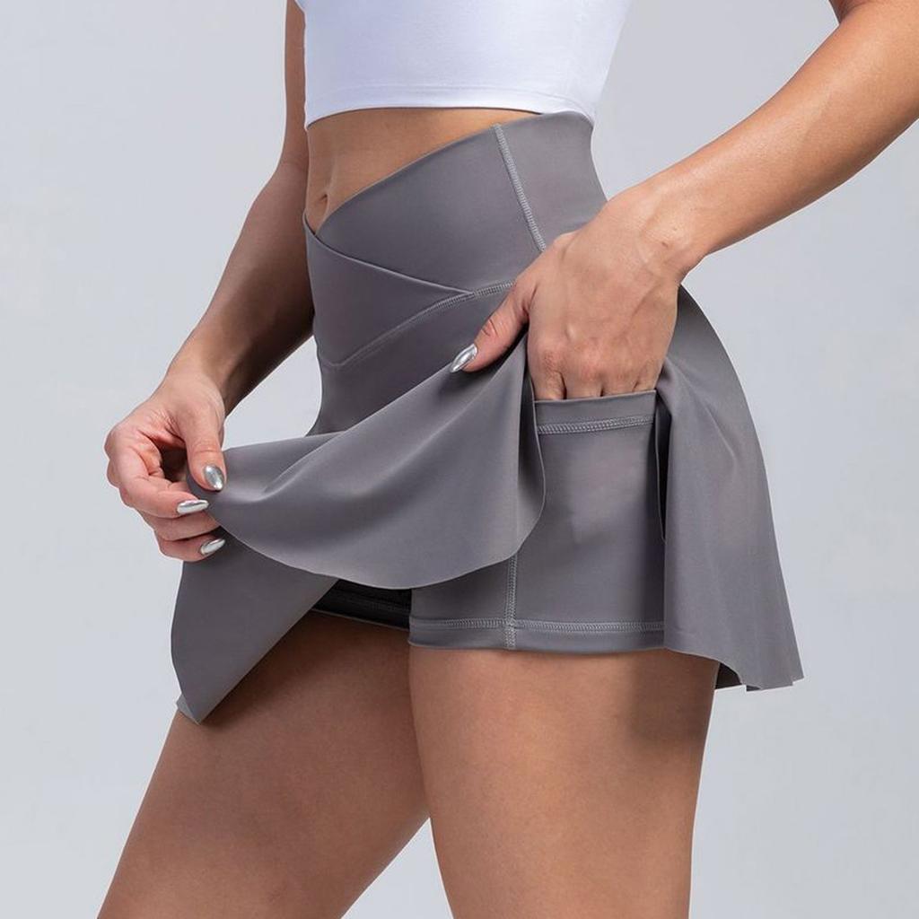 Женская спортивная короткая юбка, шорты для йоги, брюки-юбка, теннисная юбка, уличная юбка для йоги с высокой талией