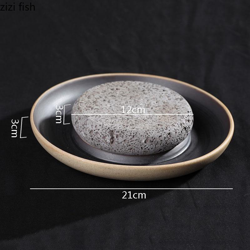 Креативная керамическая обеденная тарелка, вулканический камень, нагревательная посуда, суши-тарелка, ресторан, молекулярная кухня, специальная посуда