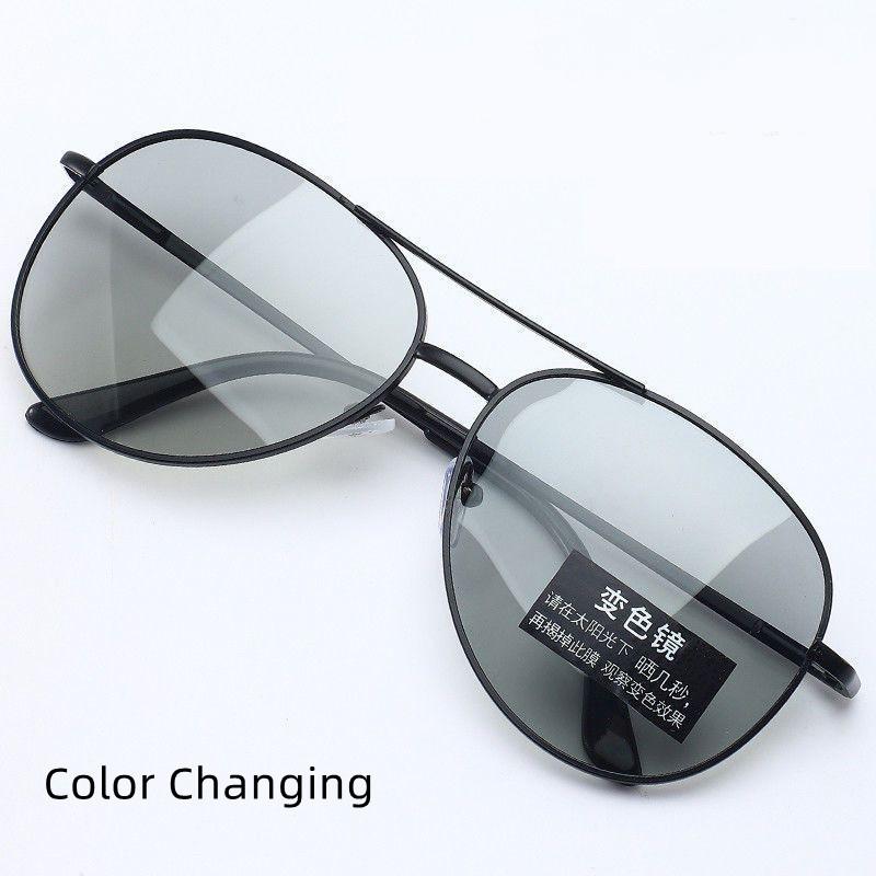 Smart Photochromic Sunglasses Men Women Polarized UV Protection Square Metal Frame Day Night Dual Use Driving Fishing Eyewear