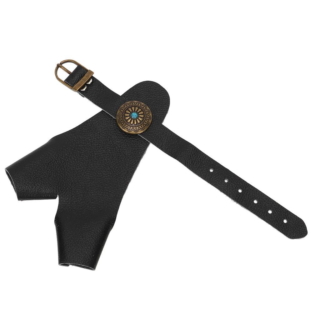 Стрельба из лука Защита руки ПУ кожа Регулируемый ремешок Винтажная отделка заклепками Защита руки Перчатка Черный