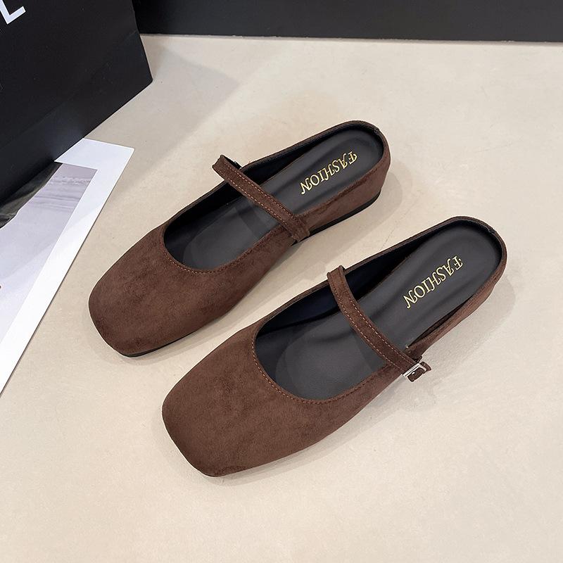 Ретро Вечерний Ветер Баотоу Полушлепанцы Женские Универсальные 2025 Осень Новые Замшевые На толстой подошве Мюли