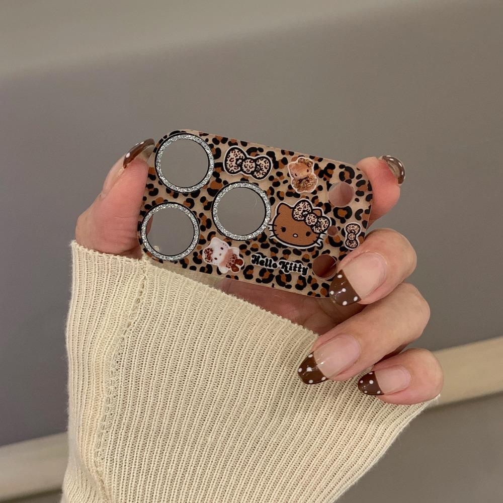 Корейский стиль INS Мультяшная Анимация Блестящий Bling Защита Камеры Для IPhone 17 16 15 14 Pro Max Колпачок Китти Стекло Линзы Пленка на Экран Противоударная Броня