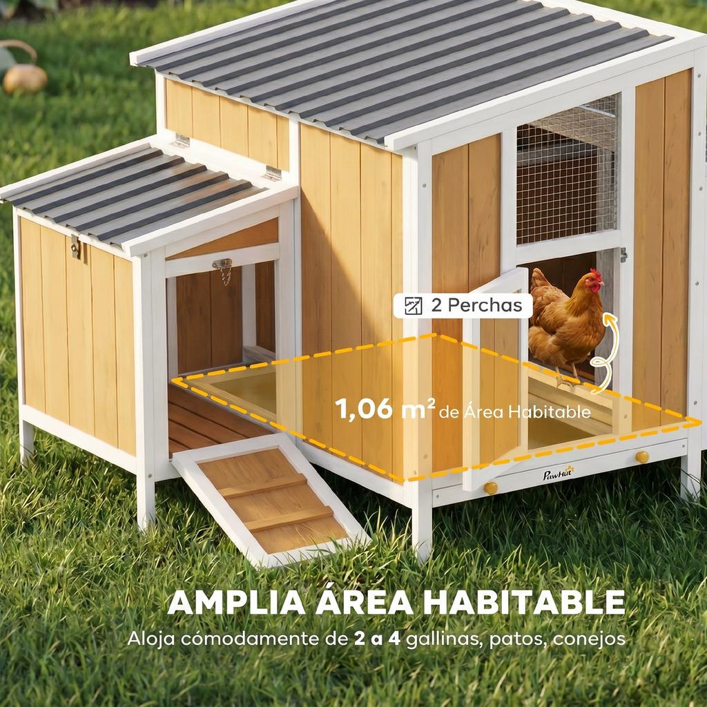 Outdoor Wooden Chicken Coop 145x90x92 cm For 2 4 Chickens With Nest Side House Removable Tray Yellow