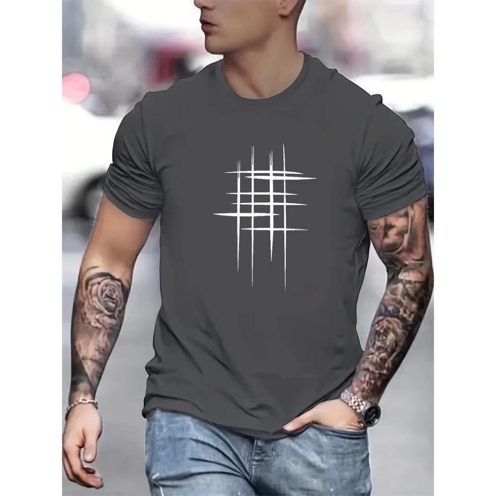 Simple Line Graphic T Shirts For Men Summer Fashion Short Sleeve O Neck 3D Printed T-shirts Loose Casual Breathable Tees Tops