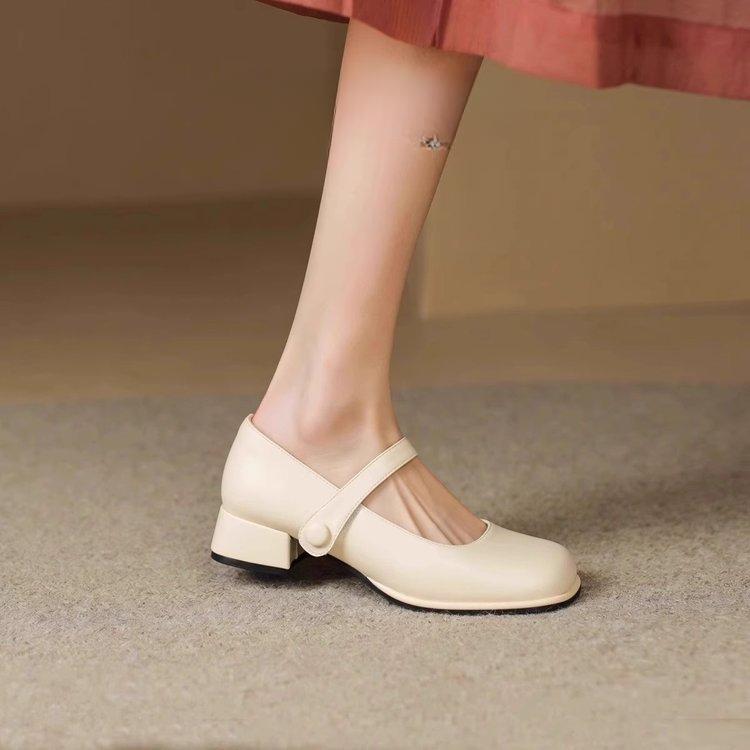 Туфли Мэри Джейн Женские одинарные туфли Туфли на высоком толстом каблуке Модные и удобные