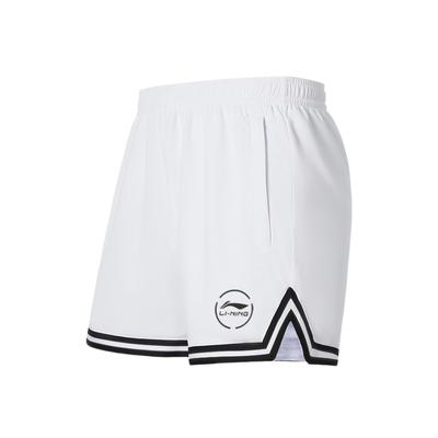Шорты для баскетбола Li Ning Professional Basketball Series, полосатые, со средней посадкой, удобные, универсальные, дышащие, прямые, повседневные, мужские, белые, AKSU941-2