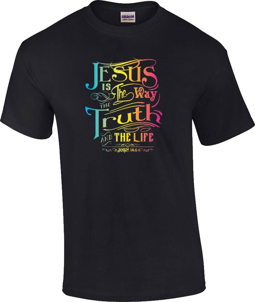 Christian Neon Jesus Is The Way The Truth and The Life Religious T-Shirt