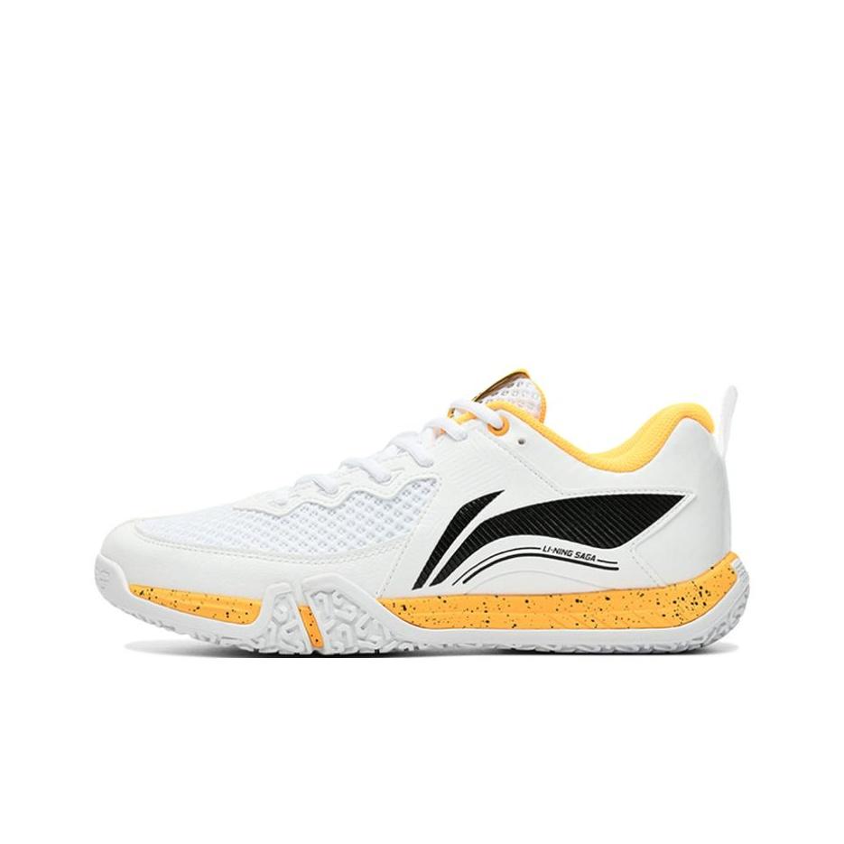 Li-Ning Кроссовки для бадминтона Ground Flying II Lite Breathable Non-Slip с низким верхом, унисекс, белые, желтые, AYTT003-3