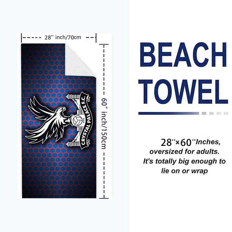 Crystal Palace FC Print Beach Towel, Large Soft Quick Dry Towel for Beach Camping Swimming