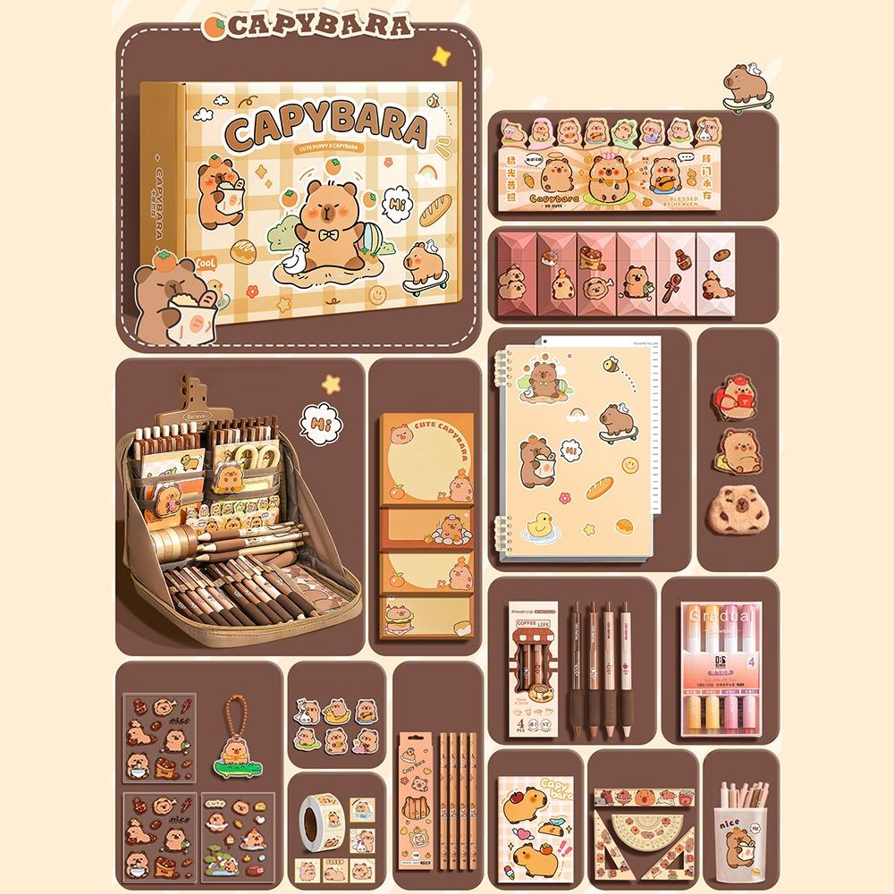 Large Capacity Gift Box Capybara Stationery Set Abundant School Supplies for Students