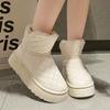 Shoes for Women 2024 New Slip On Women's Boots Winter Round Toe Solid Plush Warm Platform Water Proof Casual Concise Snow Boots