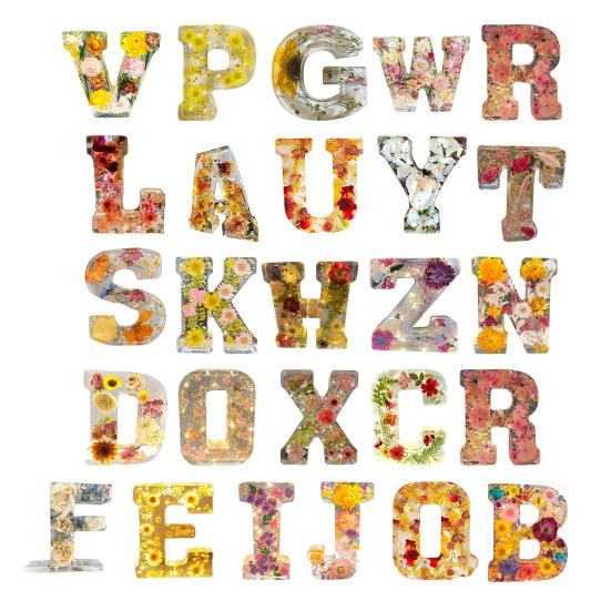 Цветочный смоляной ночник, прессованные цветы ручной работы в смоляных буквах, лампа, настольный декор, светящиеся цветочные буквы, подарок для мамы, жены