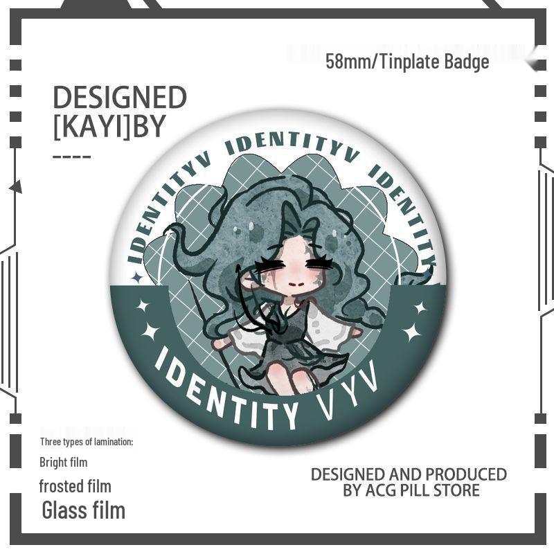 Identity V Q Version Fanmade Badges: Antique Dealer, Fisherman, Emblems, Embalmer, Prisoner, Perfumer, Laser Grains.