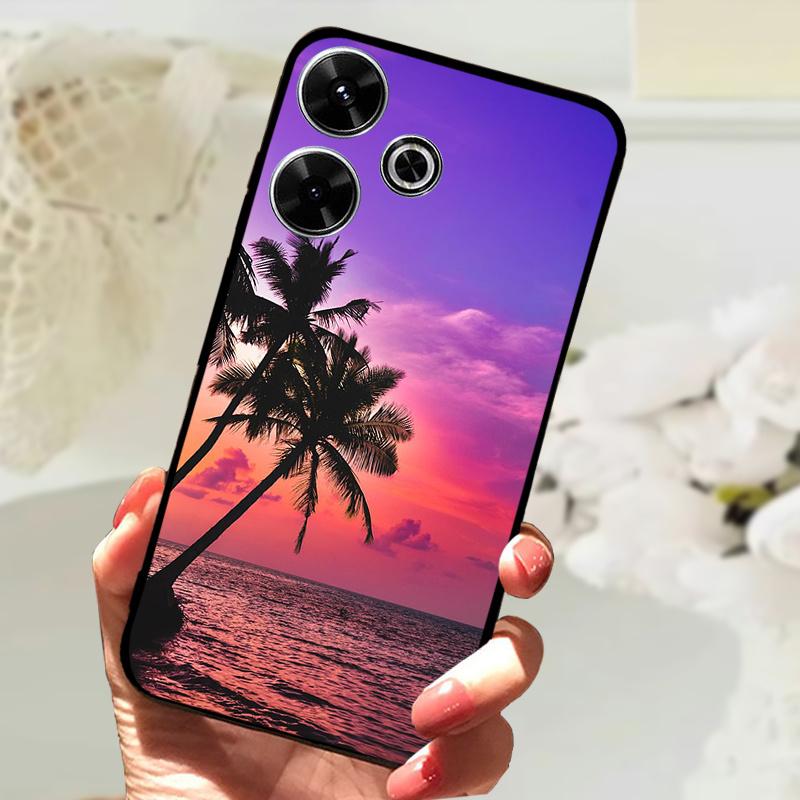 Чехол для Xiaomi Redmi 13 Модный Рисунок Матовое Покрытие Мягкий Силикон ТПУ Чехол для Телефона Для Xiaomi Poco M6 4G Ударопрочный Корпус Fundas
