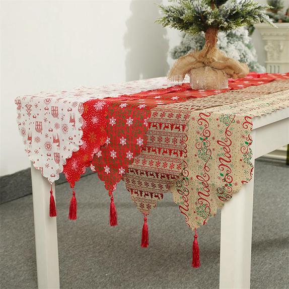 Christmas Decorations Burlap Printed Table Flag Table Decoration Ornaments Tablecloth Placemat Elf On The Shelf Craft Supplies