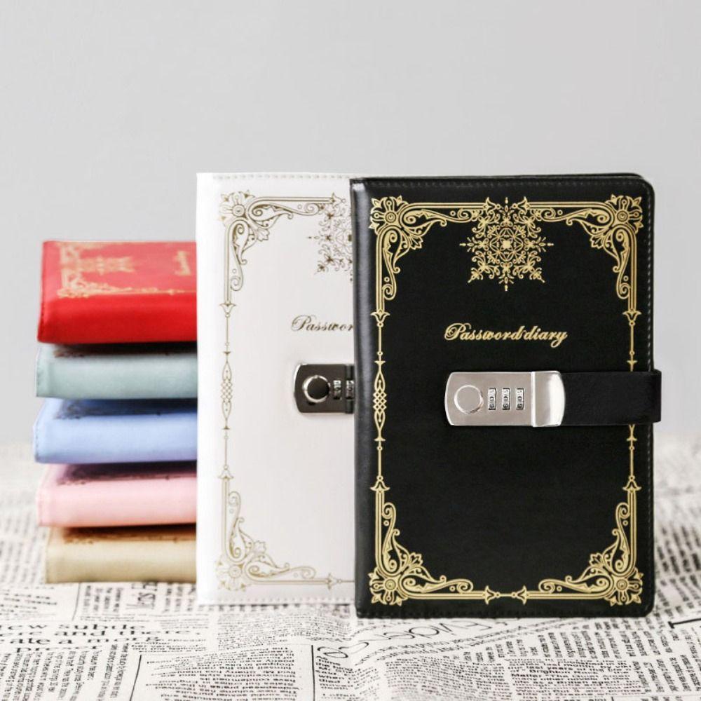PU Leather Diary Writing Pads Hard Cover Lockable Secrets Journal Journal Notebook With Lock Work