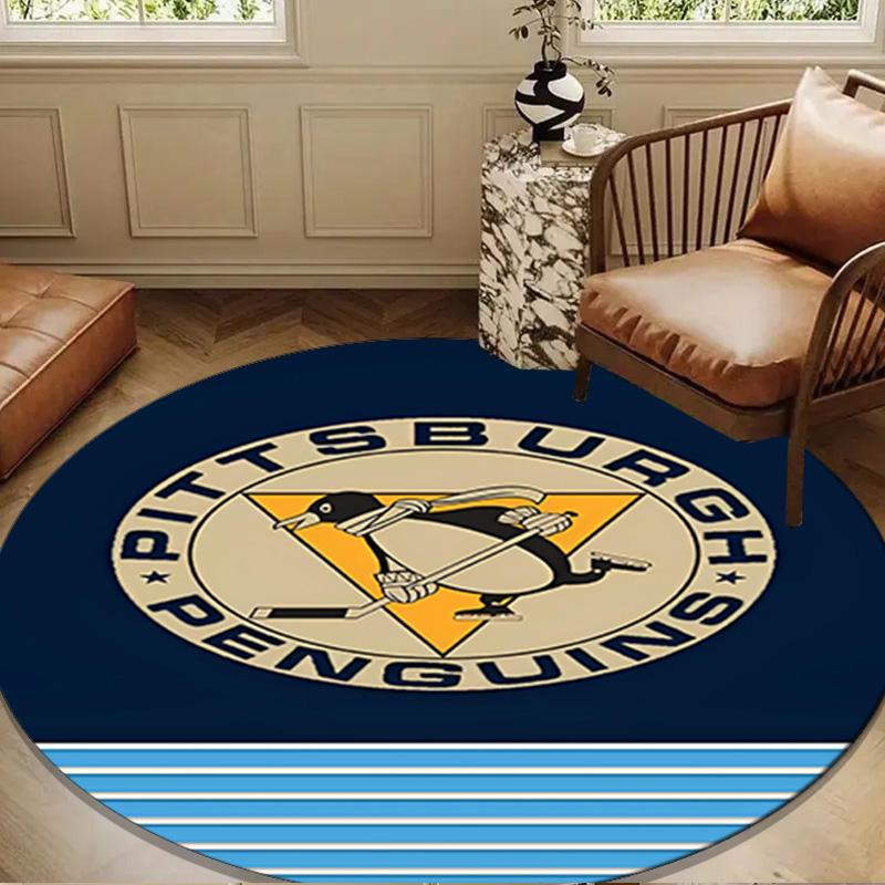 Penguins Hockey Jersey Round Rug for Livingroom,Bedroom, Palyroom, Chair Rug, Area rug, Circle Carpet, Large Size Decor Fan Christmas gift
