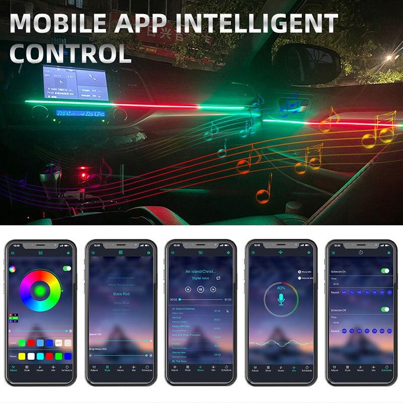 18 в 1 6 в 1 Симфоническая полоса RBG 64 Цветная акриловая направляющая волоконная лента Автомобильная декоративная атмосфера для салона автомобиля Светодиодная лента