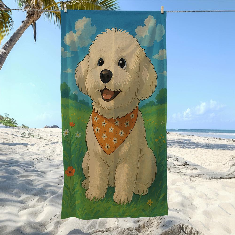 Cute Bichon Frise Print Microfiber Towel for Men Women Summer Beach Pool Camping Gym Yoga Outdoor Holiday