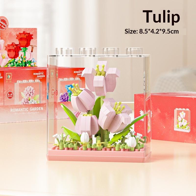 Bouquet Sunflower Potted Plant Micro Building Eternal Flower Model Diy Home Desk Decoration Brick Toys Gift