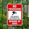 Beware of Dog No Trespassing Video Surveillance Sign Outdoor Security Warning Sign for Property Safety and Protection Yard Decor